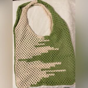 Green & Ivory Knit Shoulder Bag